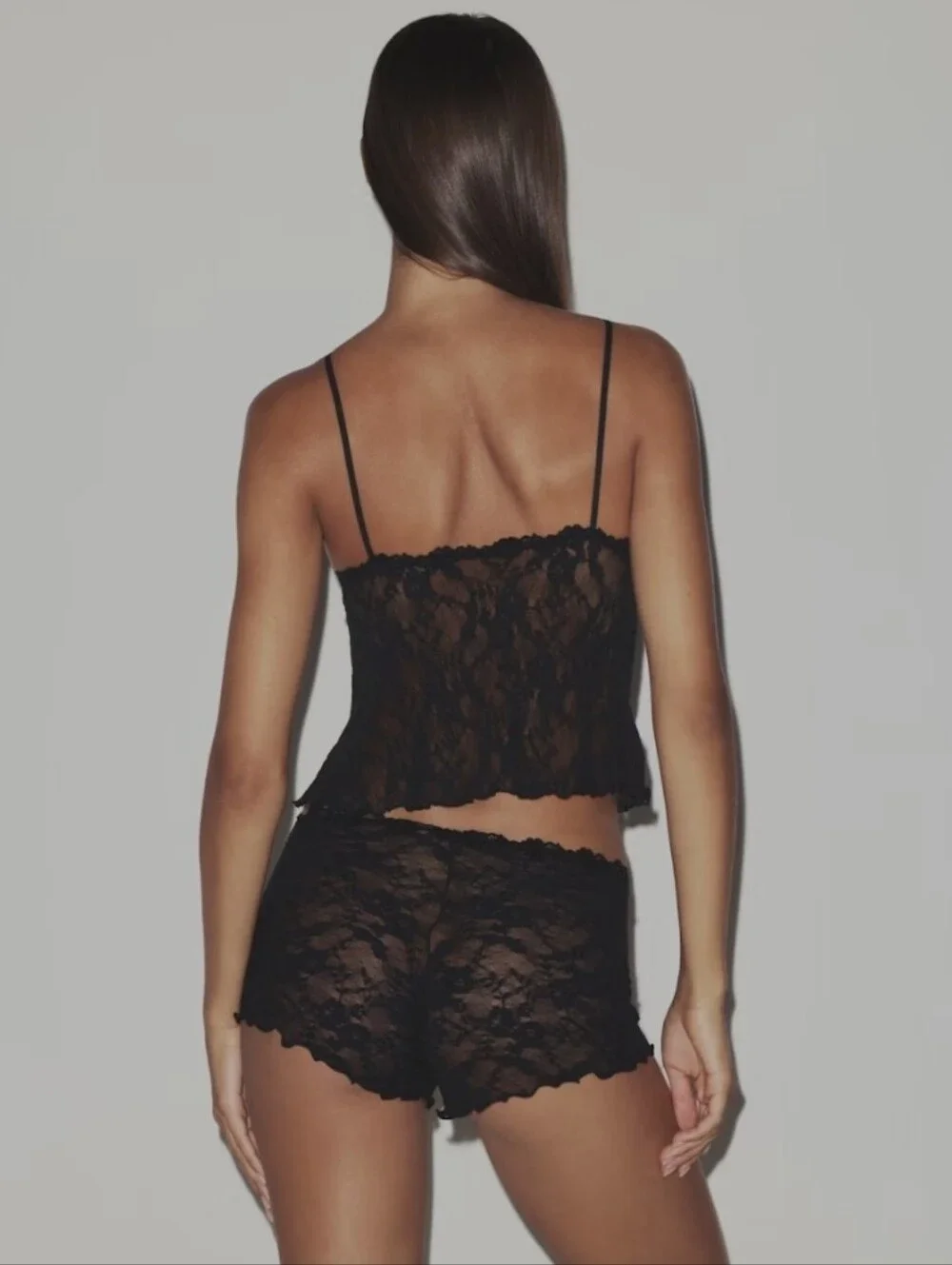 SKIMS Stretch Lace Triangle Cami and Short Set L